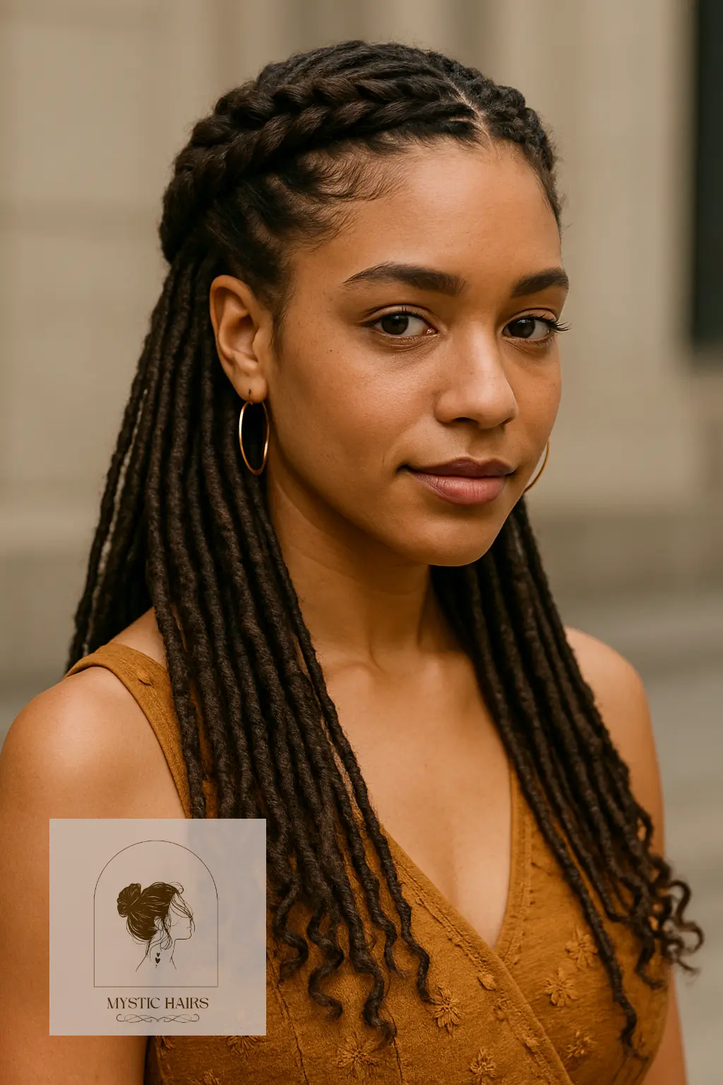 Braided Crown With Loose Back Locs