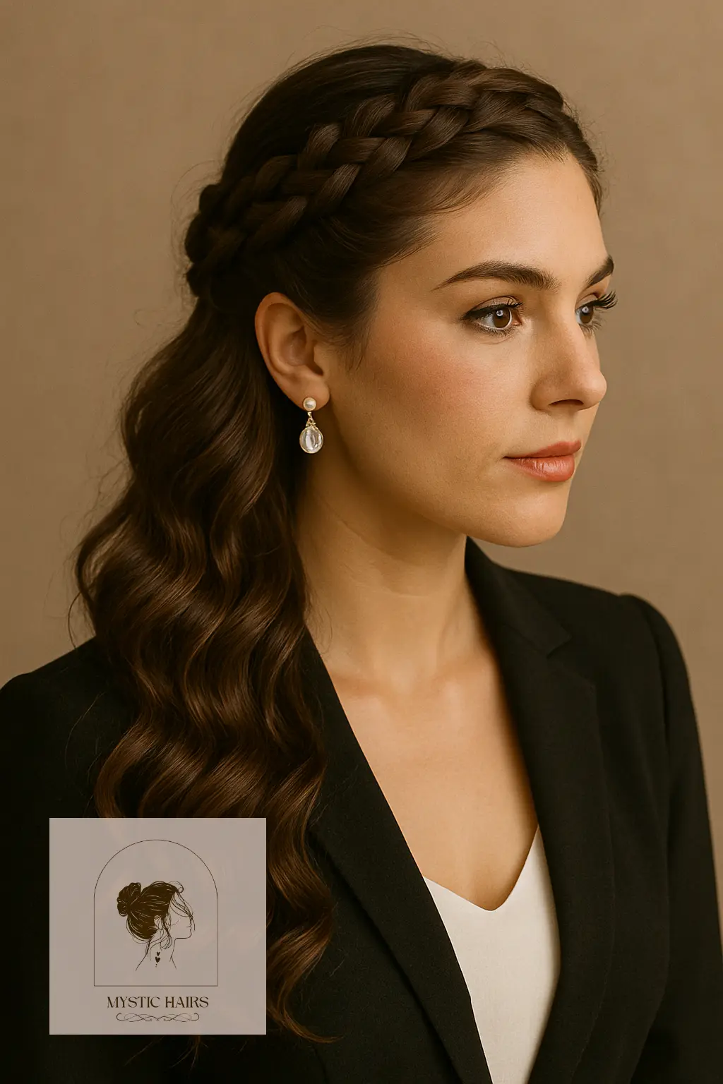 Braided Crown with Loose Curls