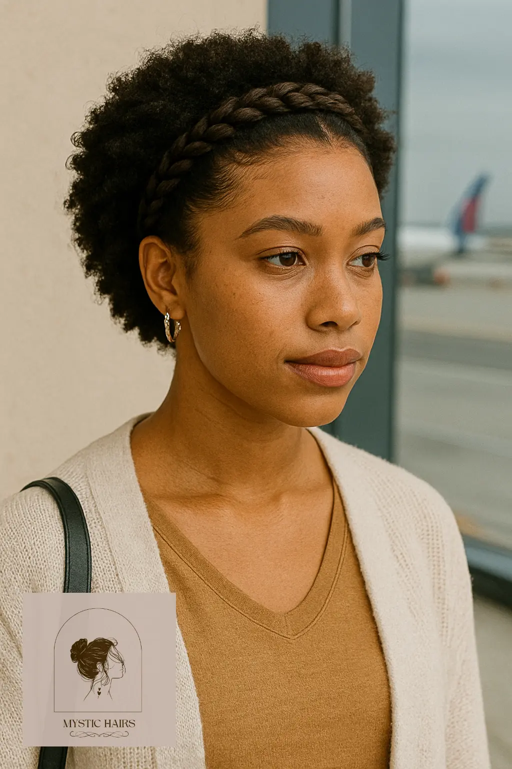 Braided Headband on Coily Texture