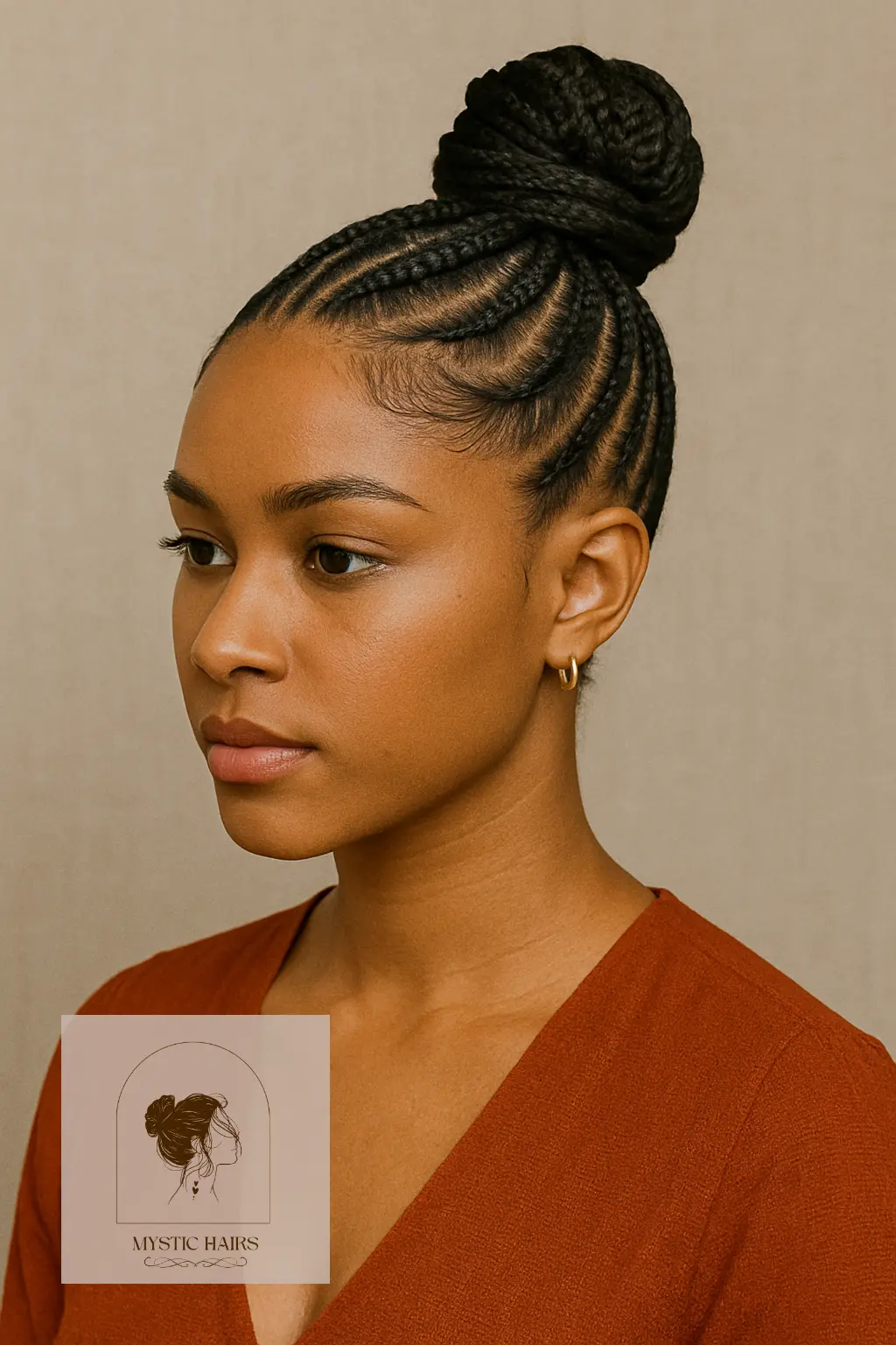 Braided High Bun with Parting