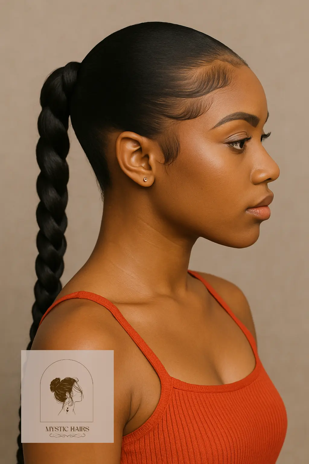 Braided Length Sleek Ponytail