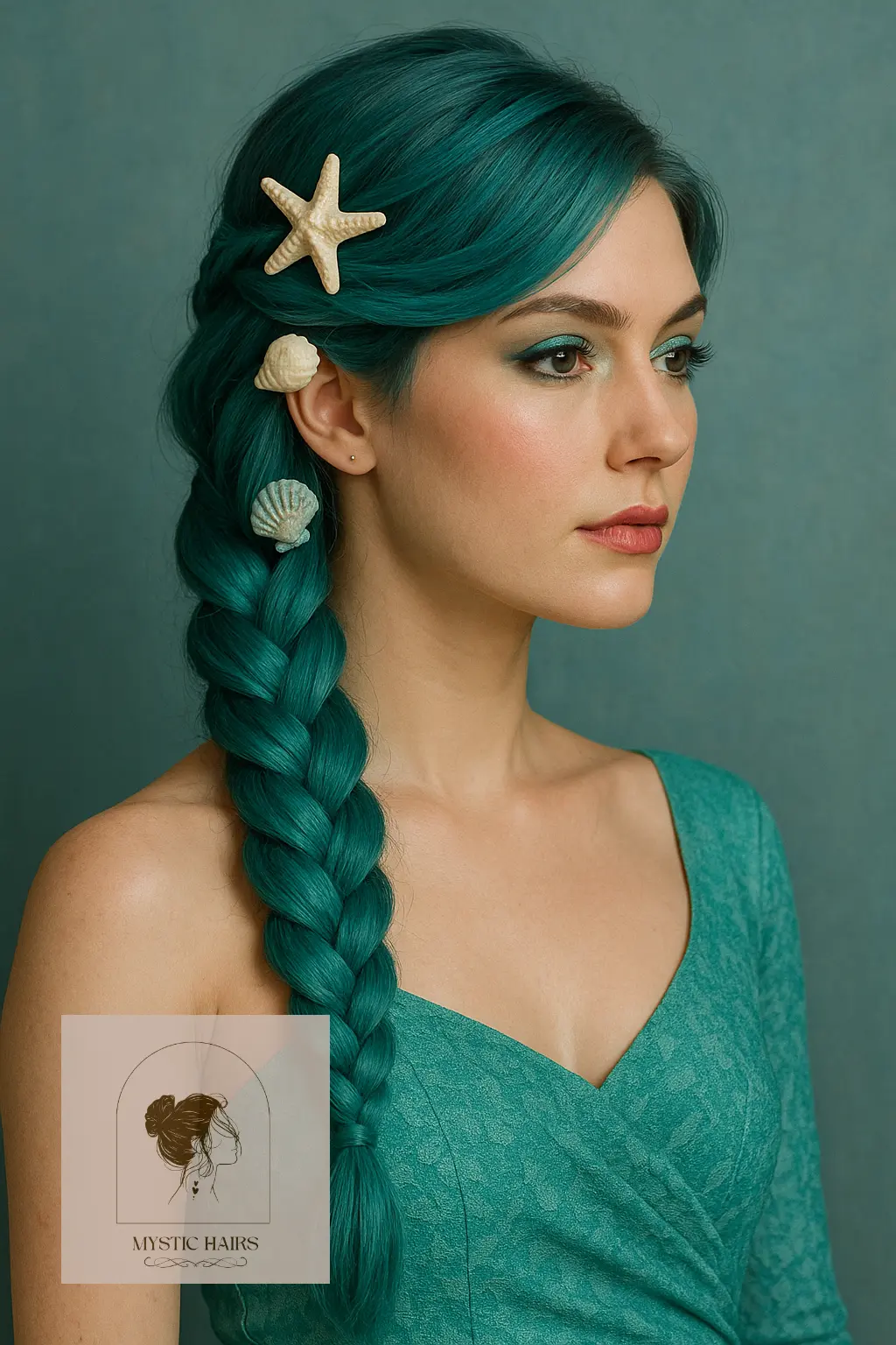 Braided Side Ponytail with Sea-Inspired Clips