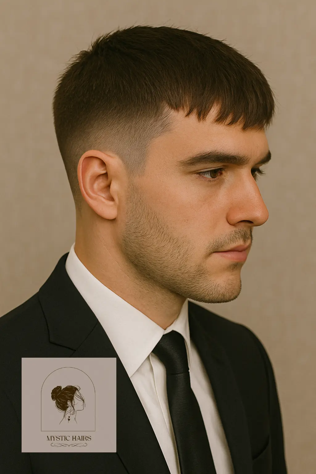 Brushed Forward Fringe with Low Fade