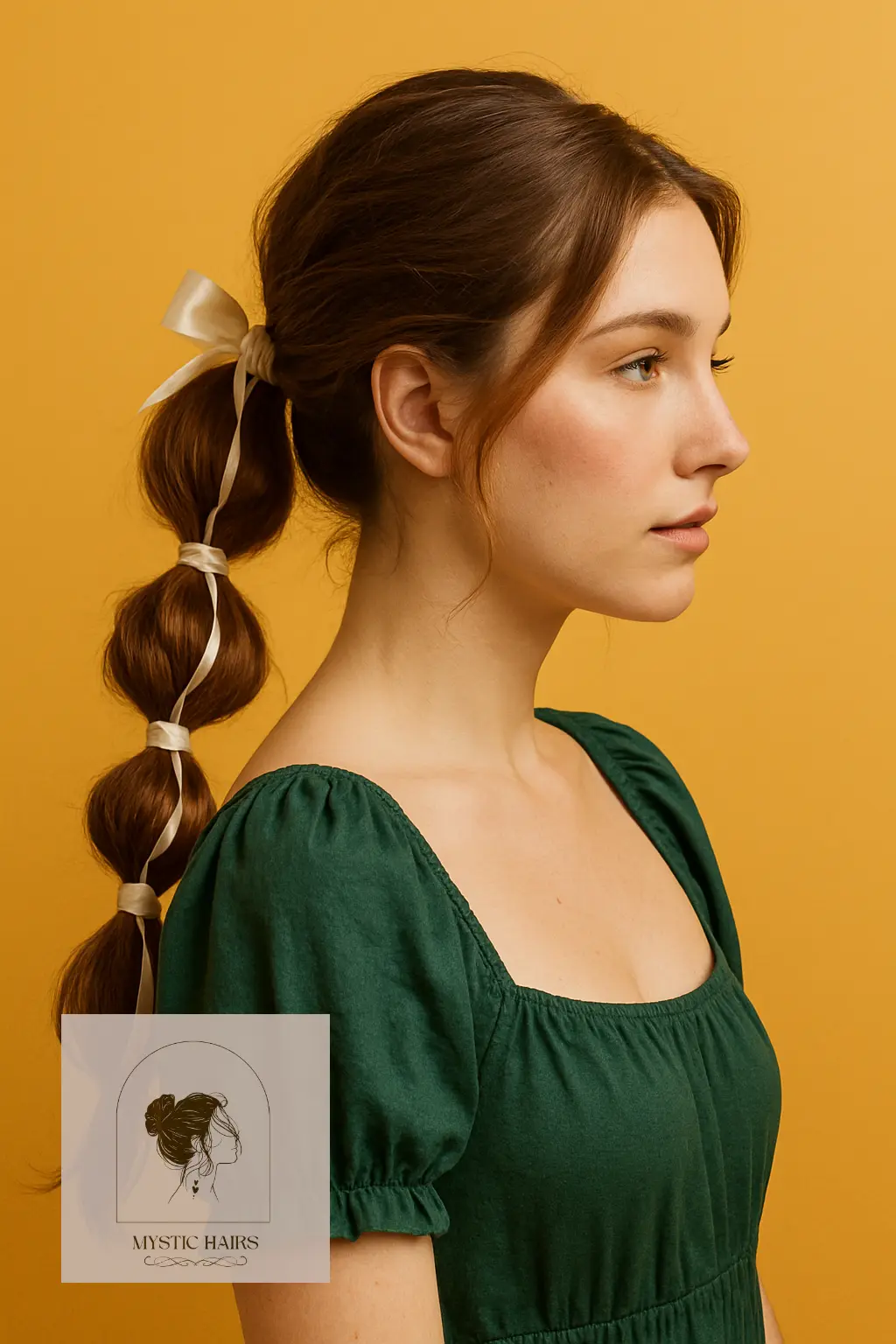 Bubble Ponytail with Ribbon Weave