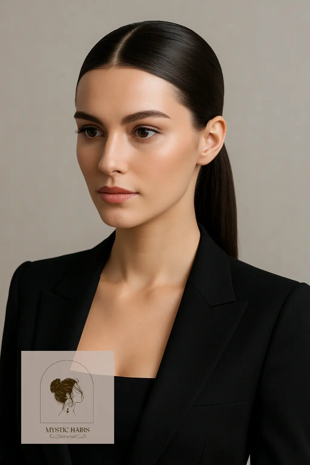 Center-Parted Sleek Ponytail