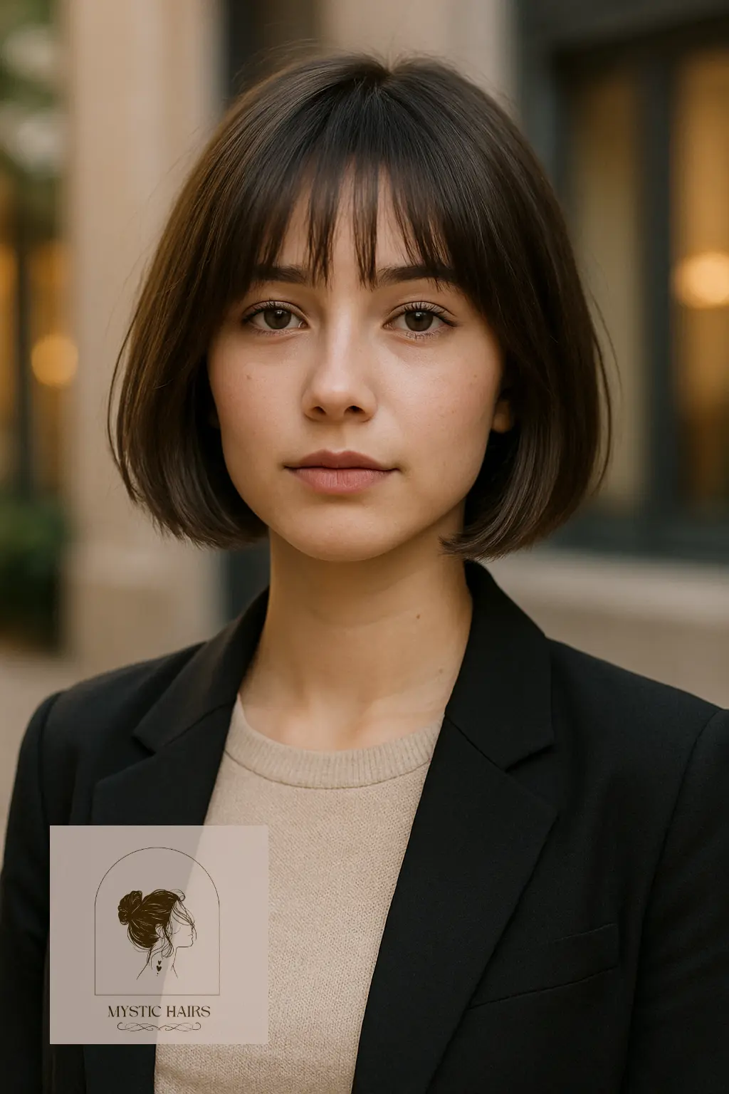 Chin-Length Blunt Cut with Airy Bangs