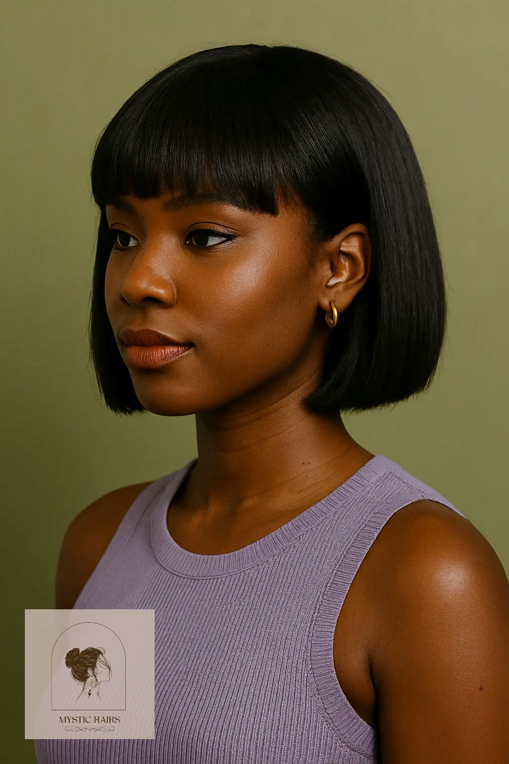 Chin-Length Bob with Blunt Bangs
