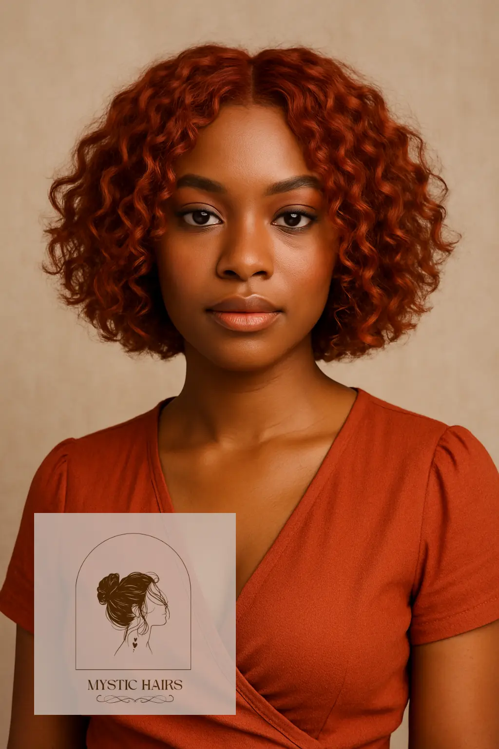 Chin-Length Curly Bob in Copper Red
