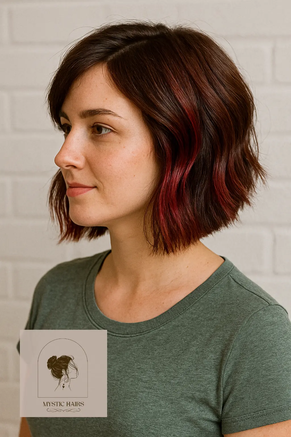 Choppy Bob with Red-Cherry Pieces