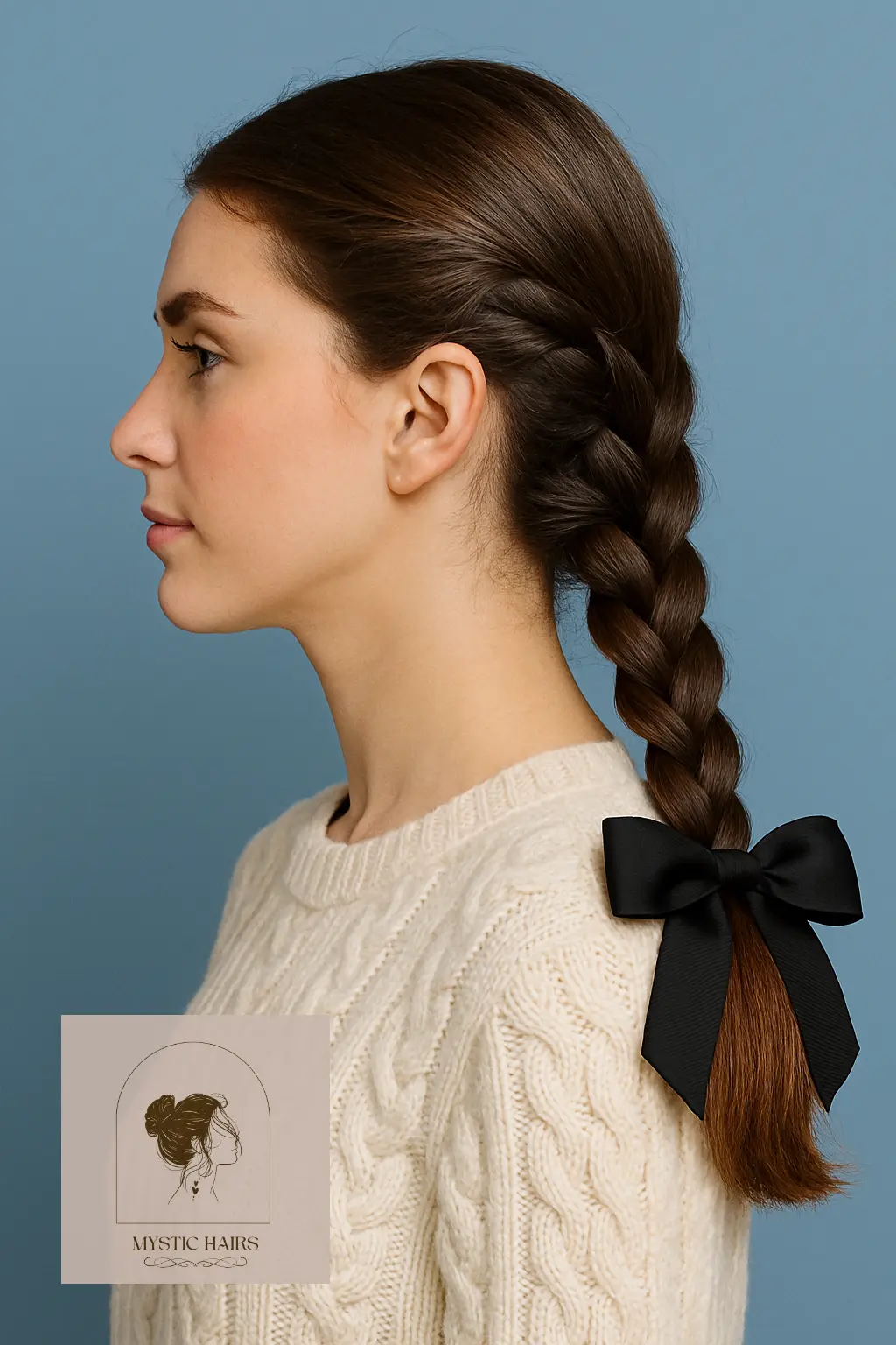 Classic French Braid with Bow Tie End