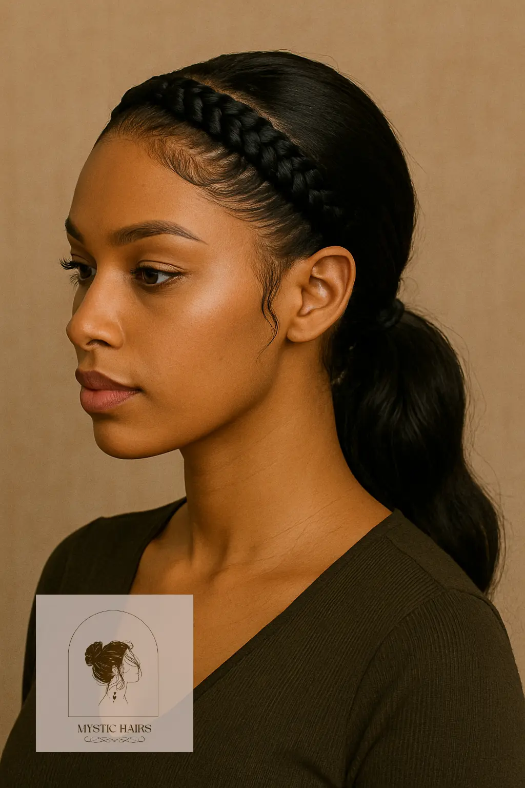 Cornrow Headband With Low Ponytail