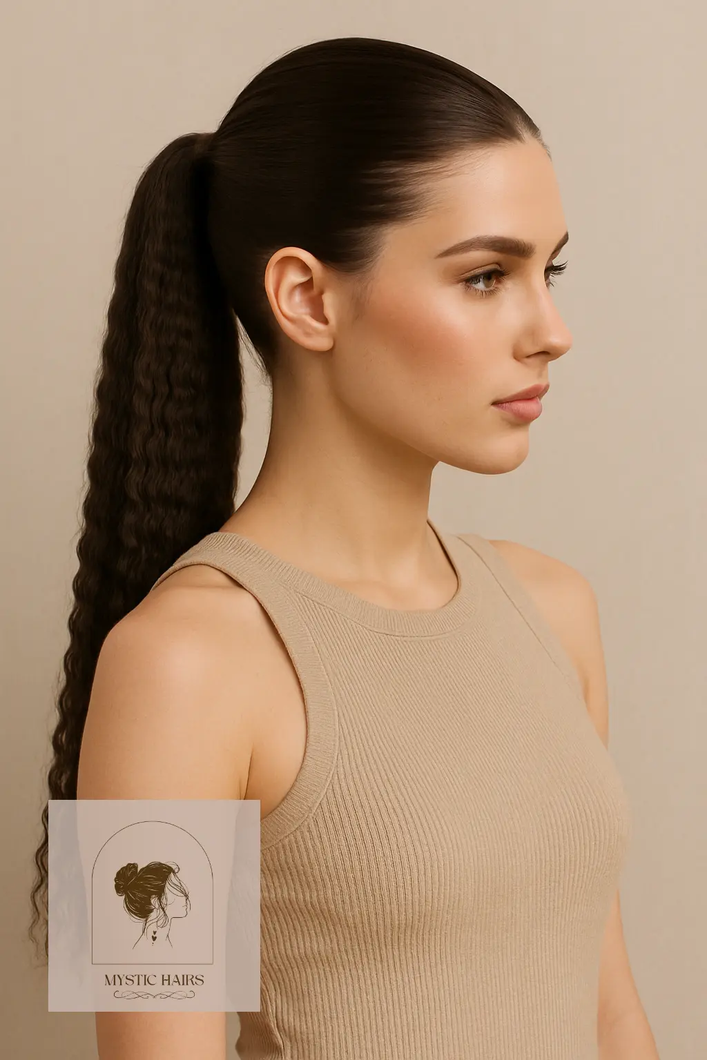 Crimped Length Sleek Ponytail