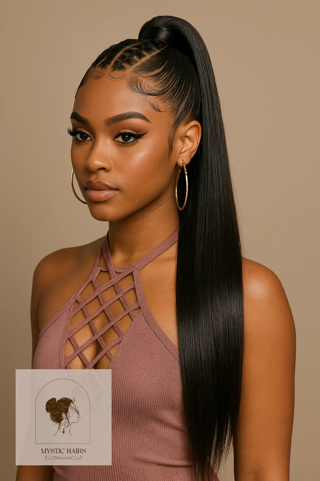 Criss-Cross Rubber Band Style with Sleek Ponytail