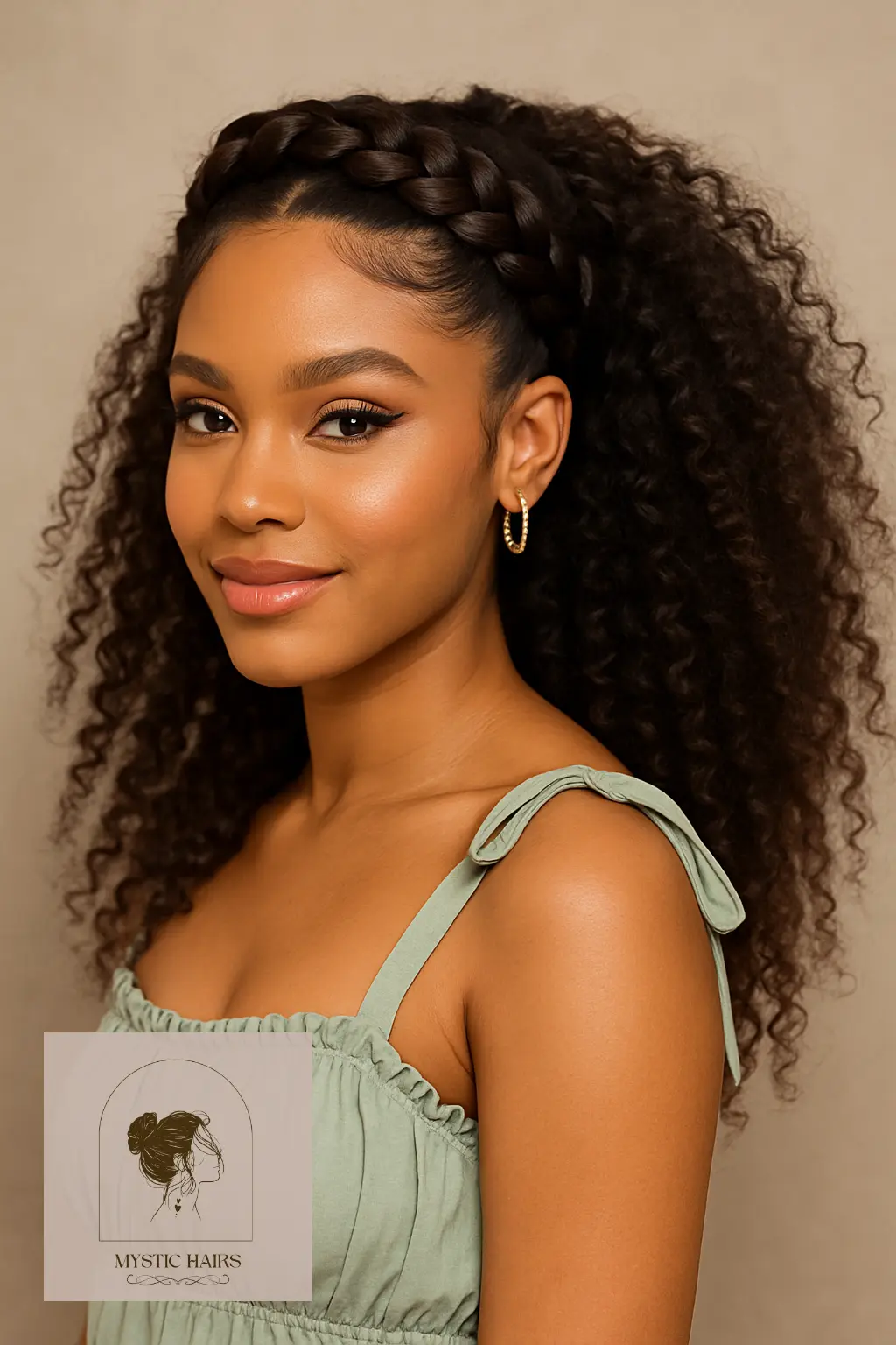 Crown Braid with Curly Backdrop