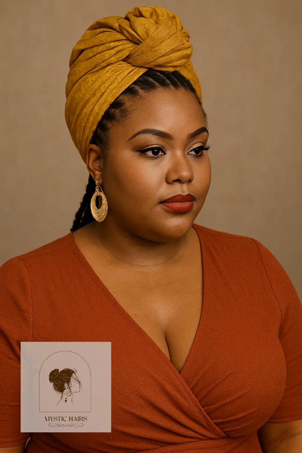 Crowned Headwrap Over Twists