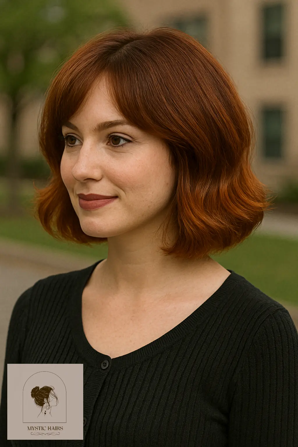 Curled Under Bob with Copper Edges