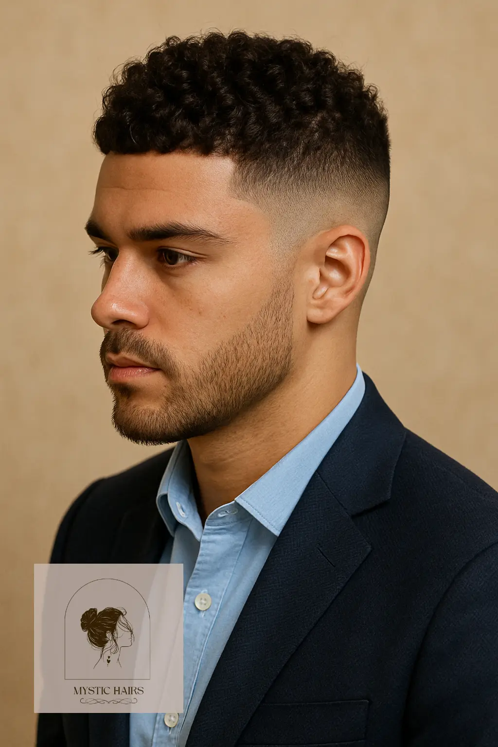Curly Caesar Cut with Skin Fade