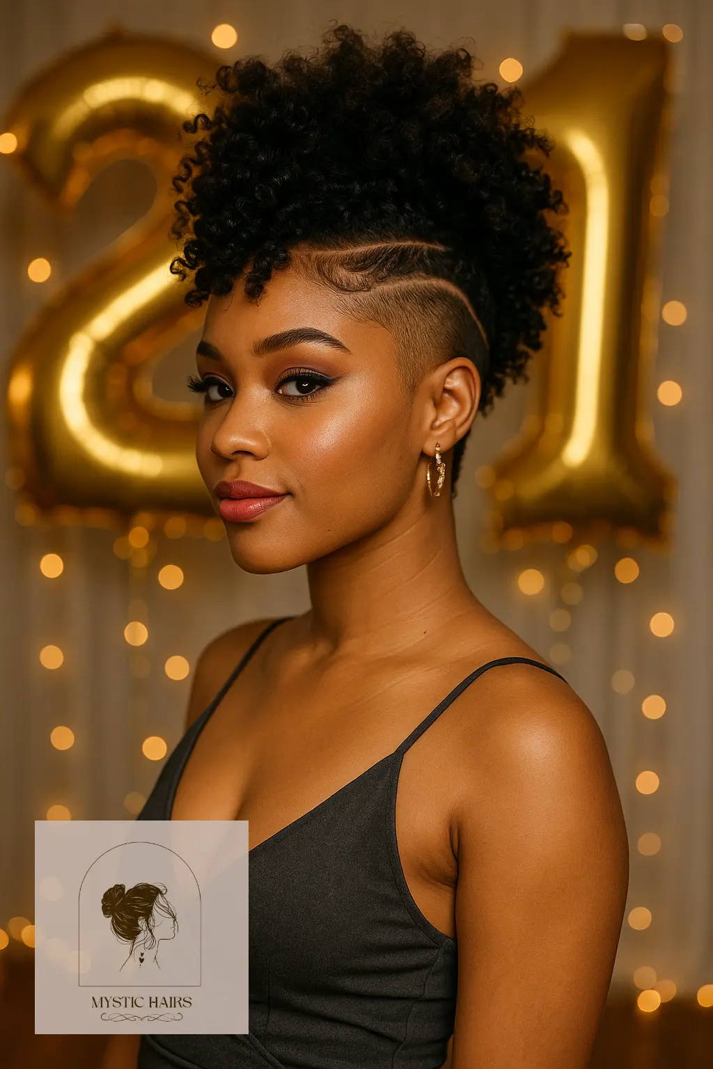 Curly Frohawk with Shaved Design