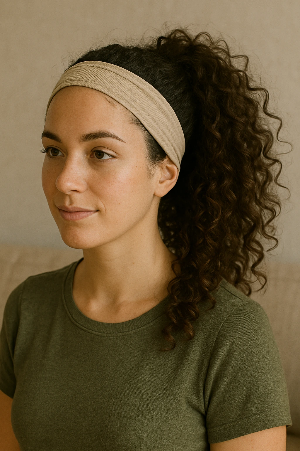 Curly Ponytail with Stretch Headband