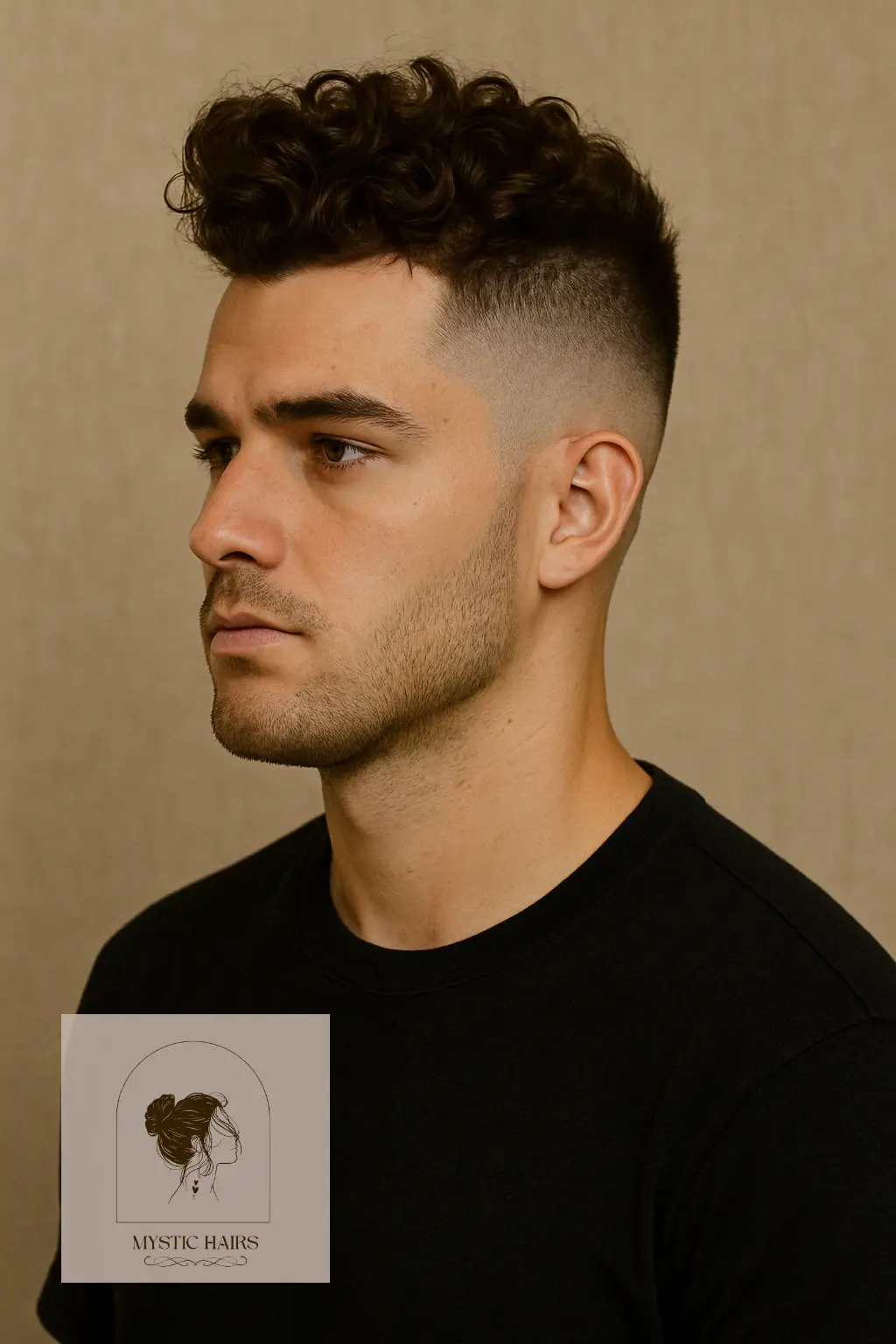 Curly Quiff with High Fade