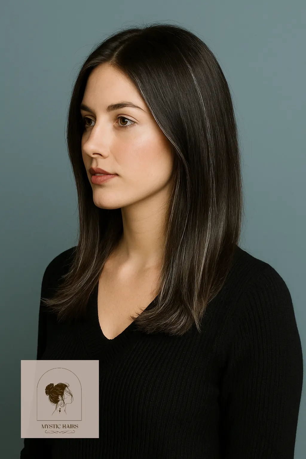 Deep Brunette with Whisper Silver Highlights