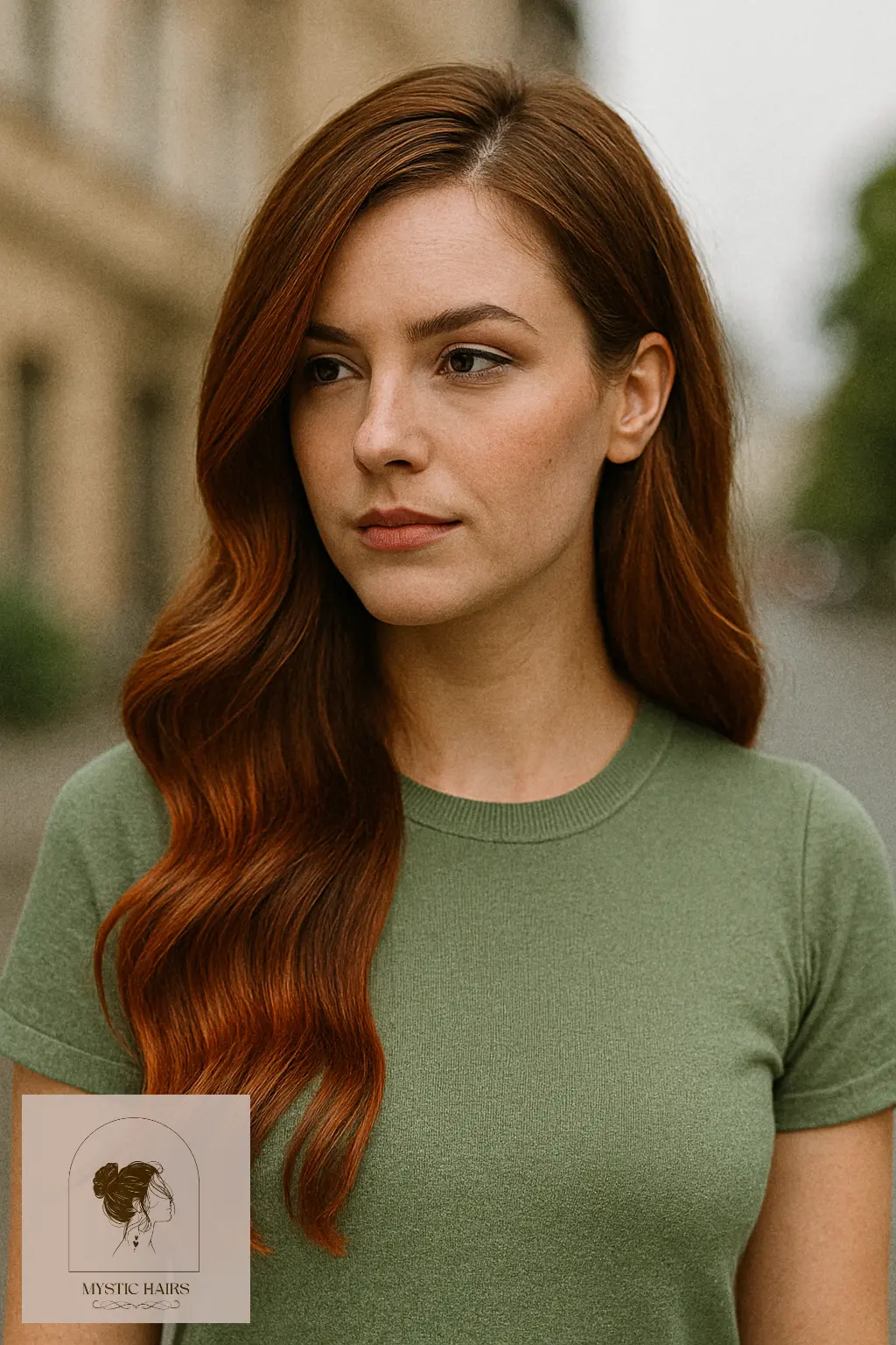 Deep Side Part with Auburn Blending