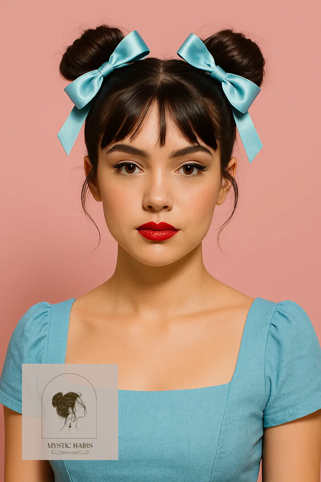Double Buns with Matching Ribbon Bows