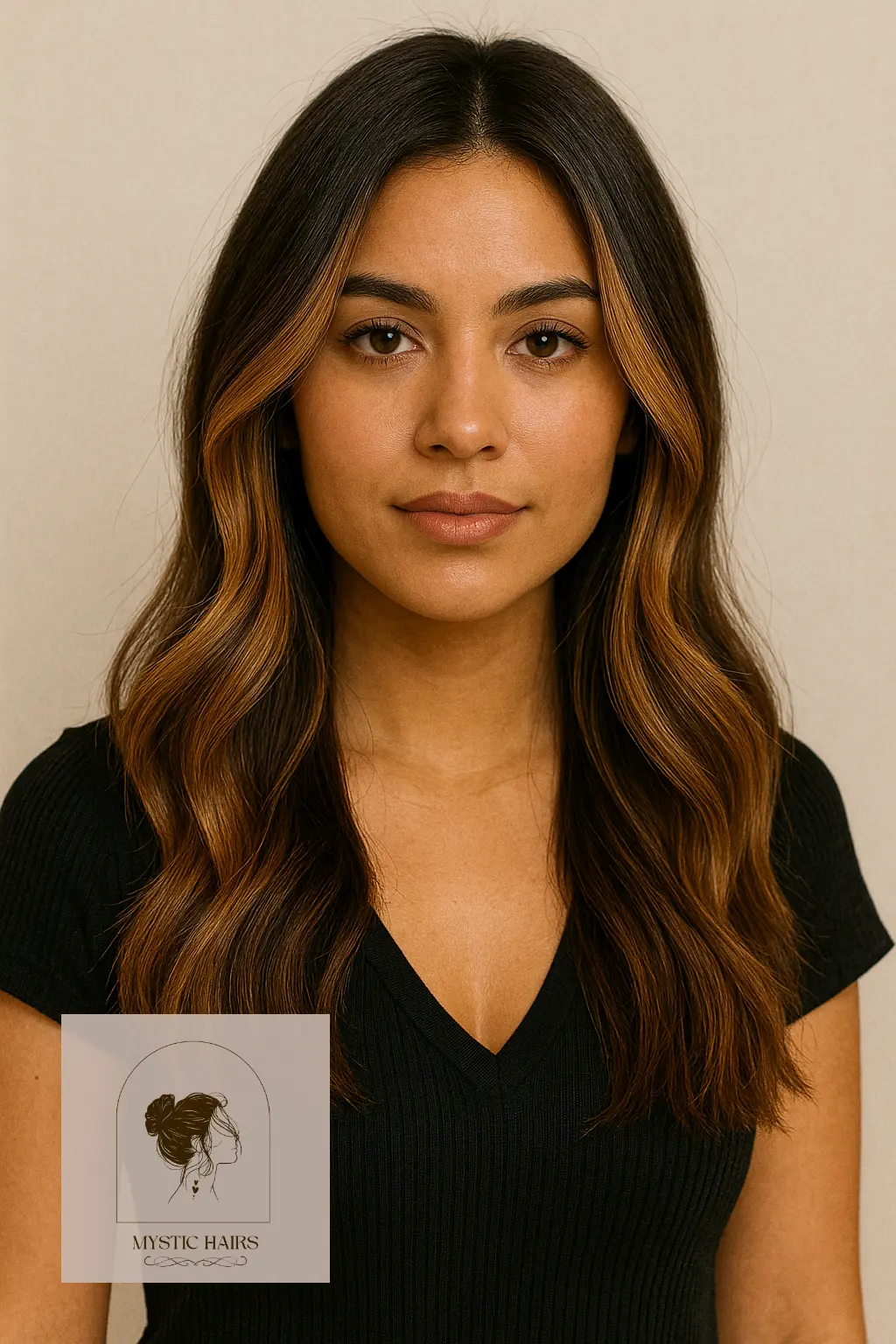 Face-Framing Honey Balayage on Dark Brunette Hair