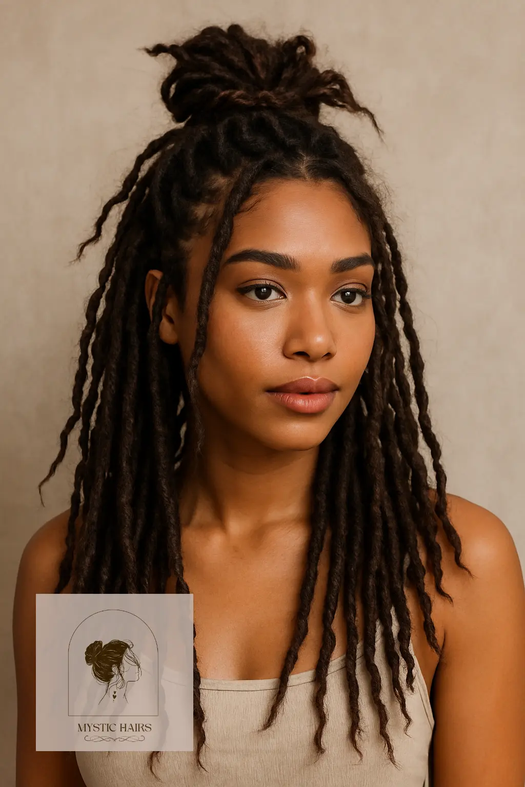 Faux Locs In Messy Half-Up Style