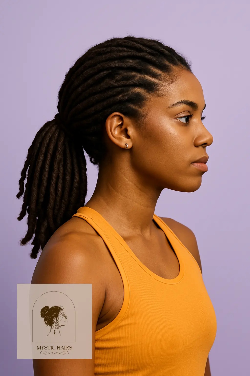 Faux Locs Pulled into Low Ponytail