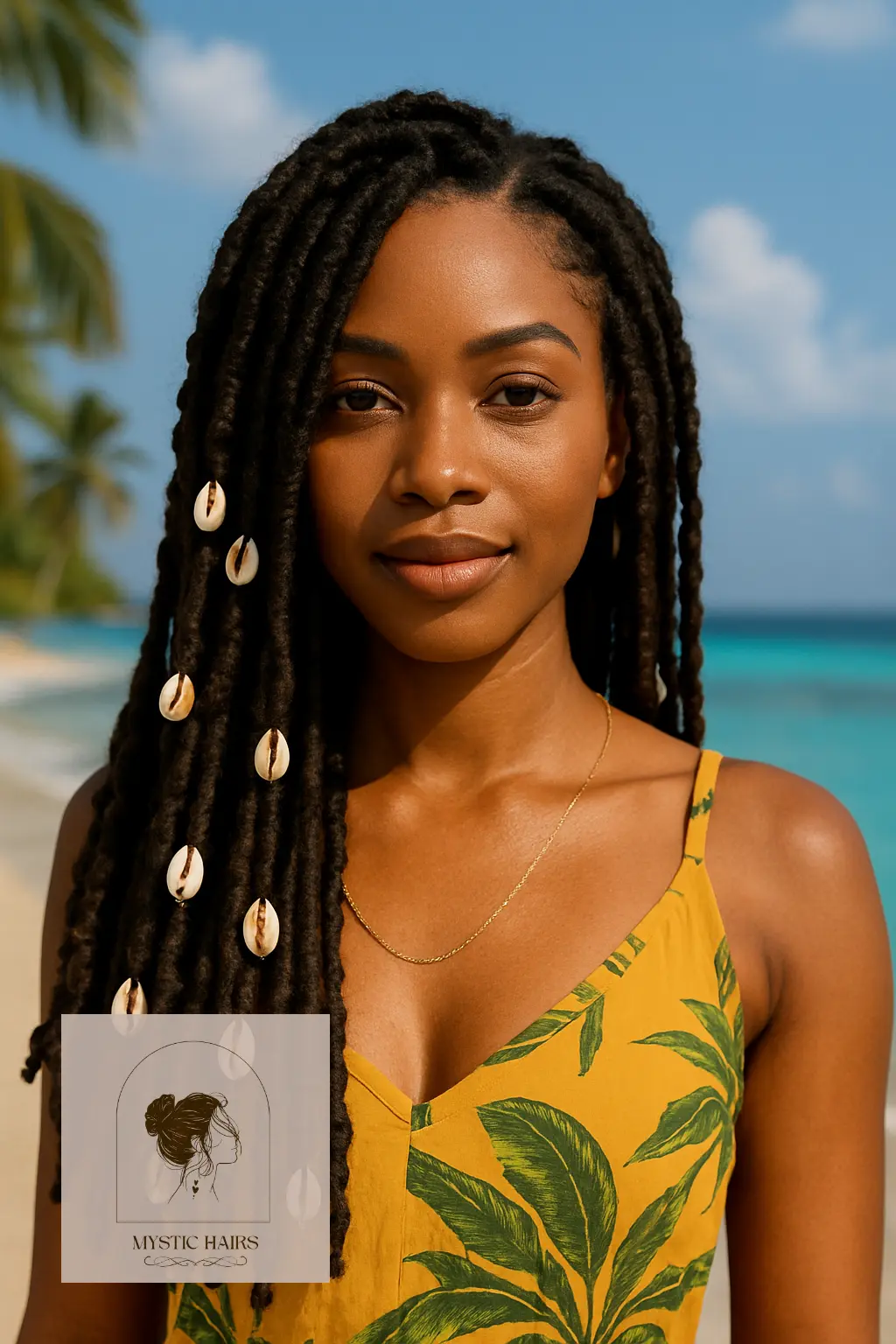 Faux Locs With Shell Beads