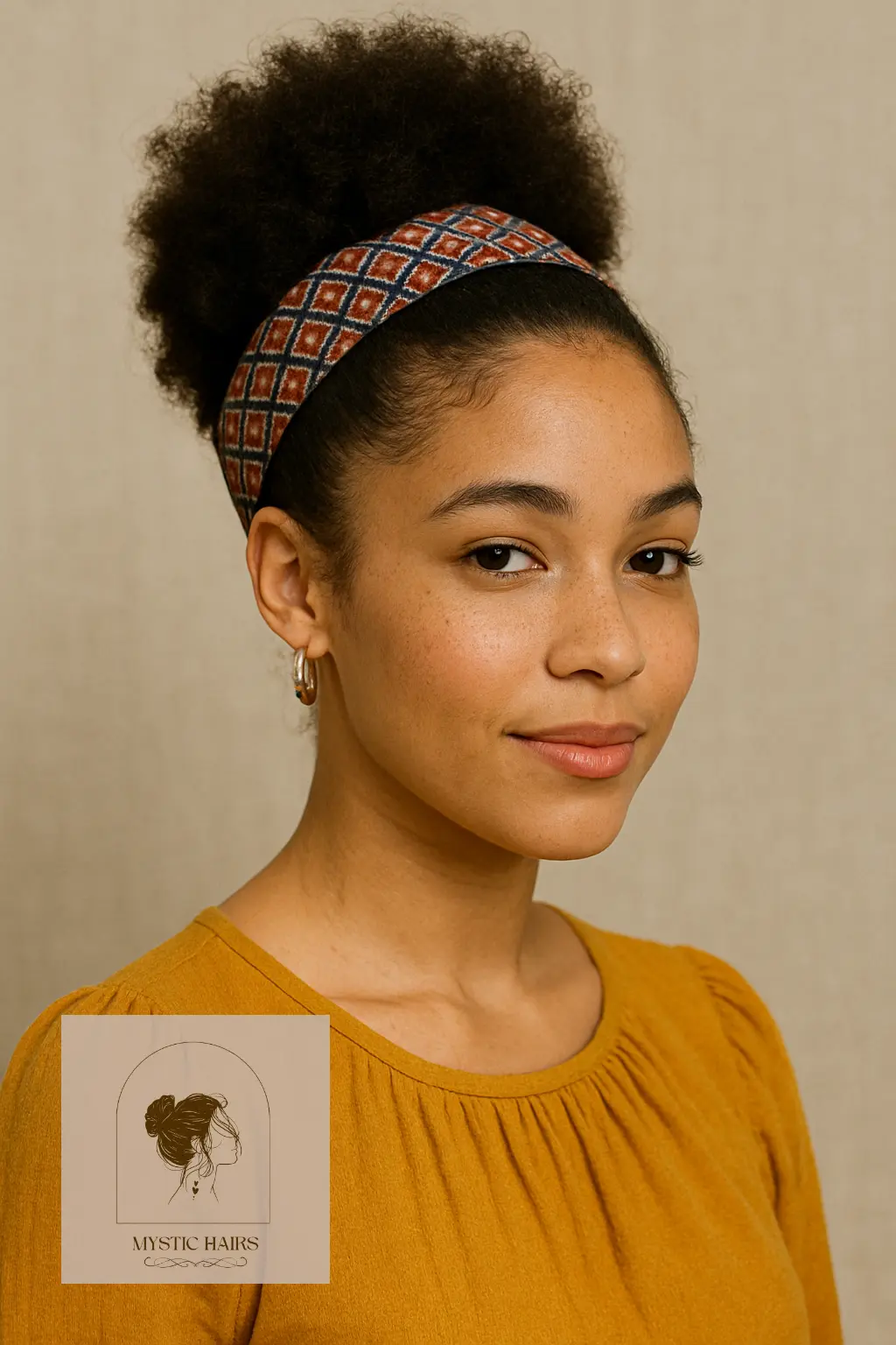 Faux Puff With Headband Accent