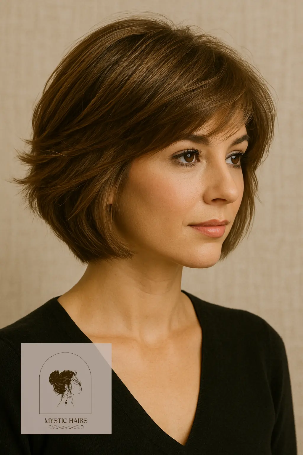 Feathered Stacked Bob with Light Layers