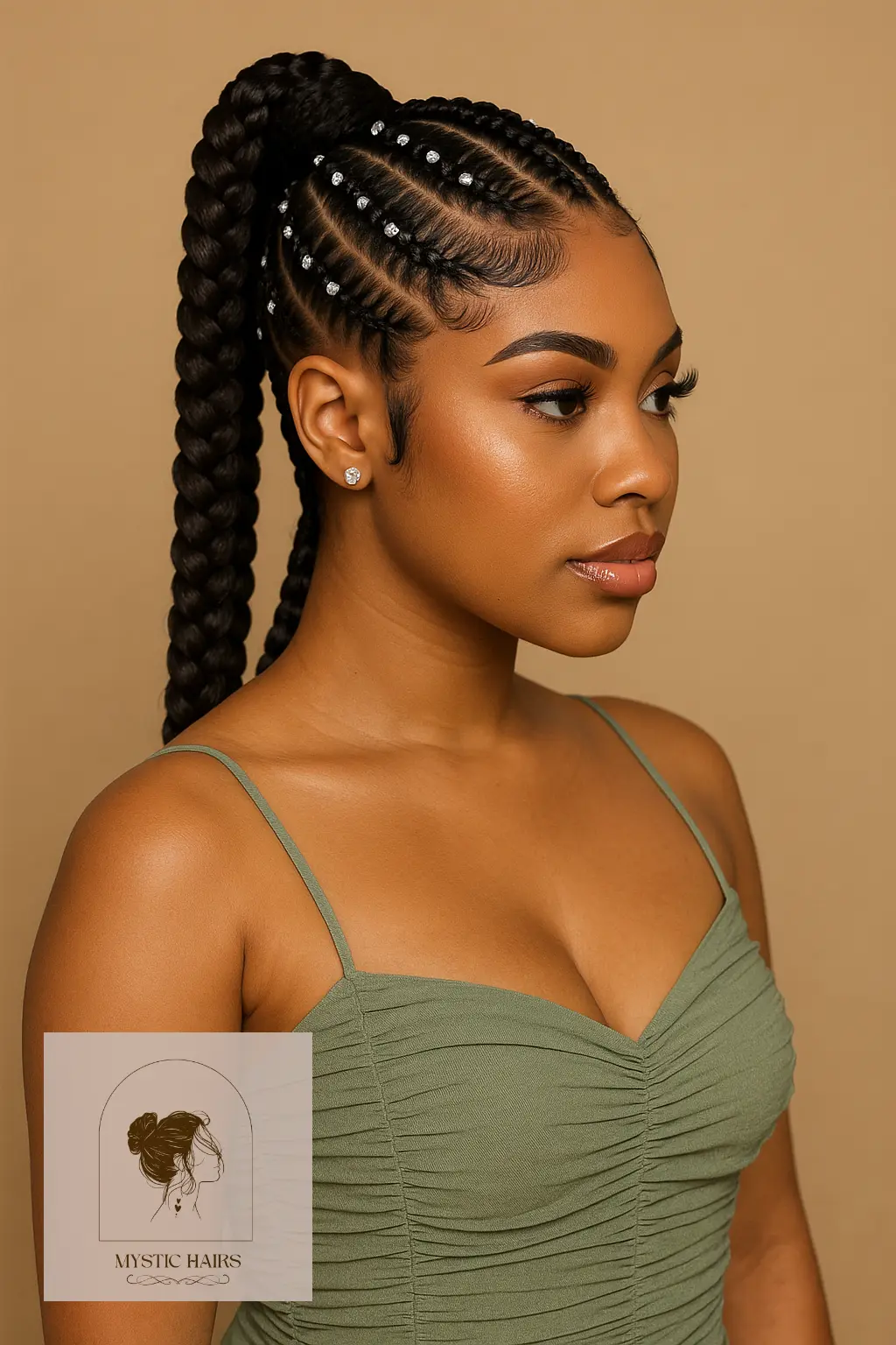 Feed-In Braided Ponytail with Bling