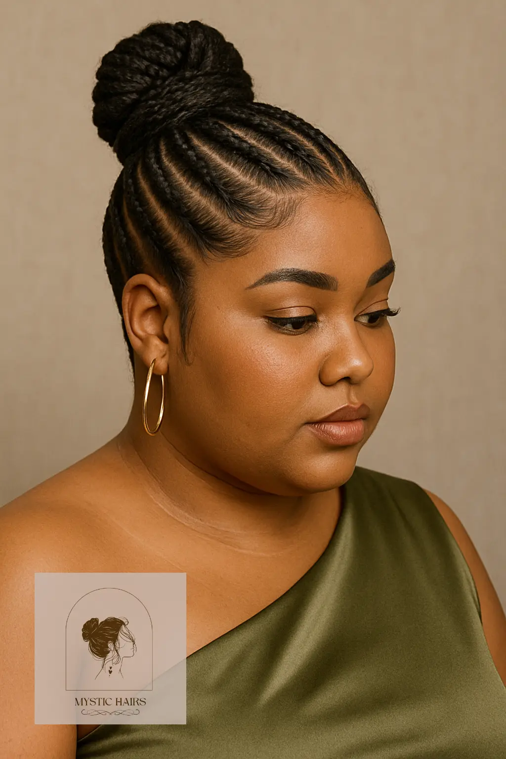 Feed-In Braids Into Bun
