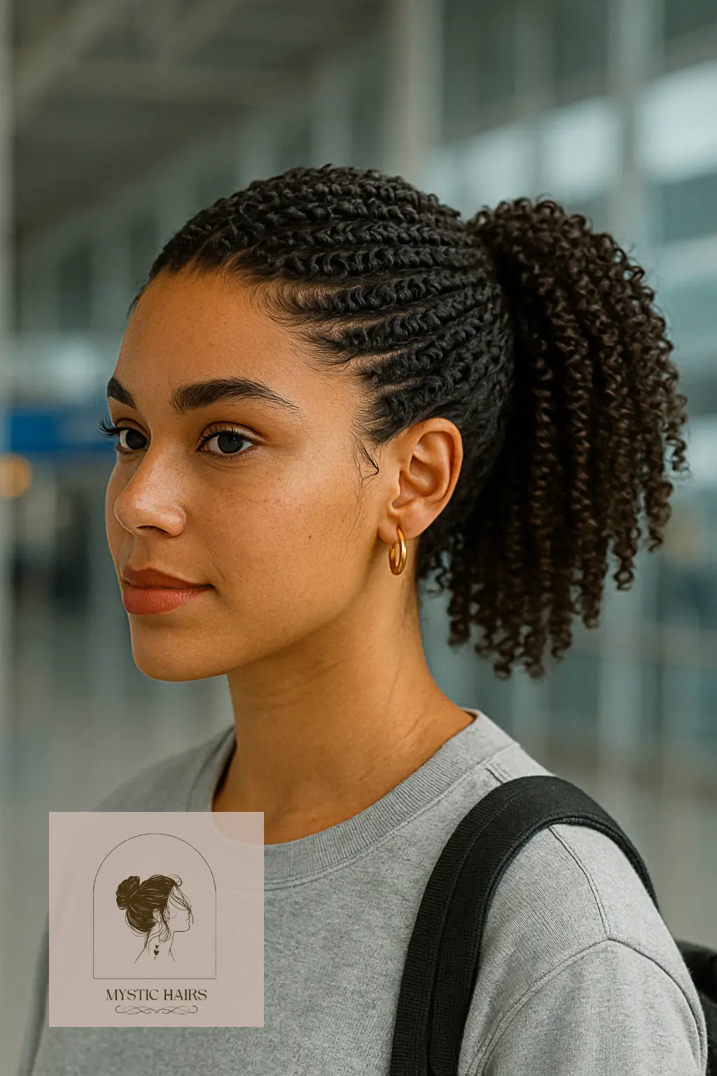 Finger Coils Pulled Into Ponytail