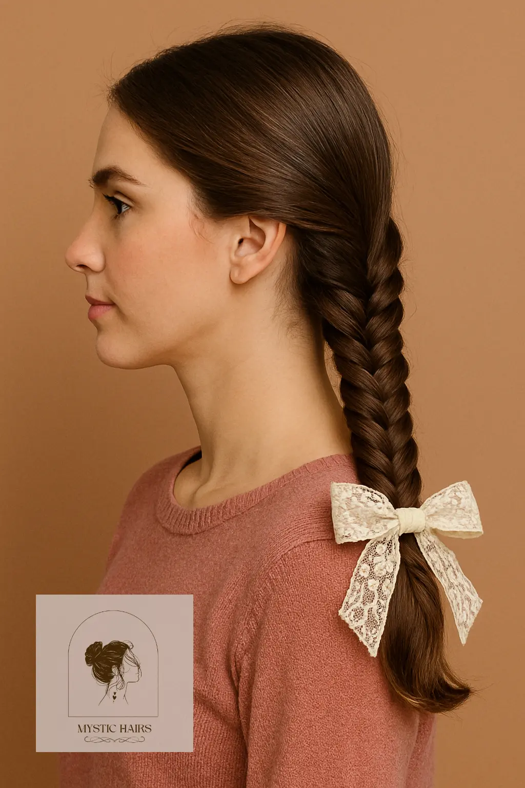 Fishtail Braid with Lace Bow