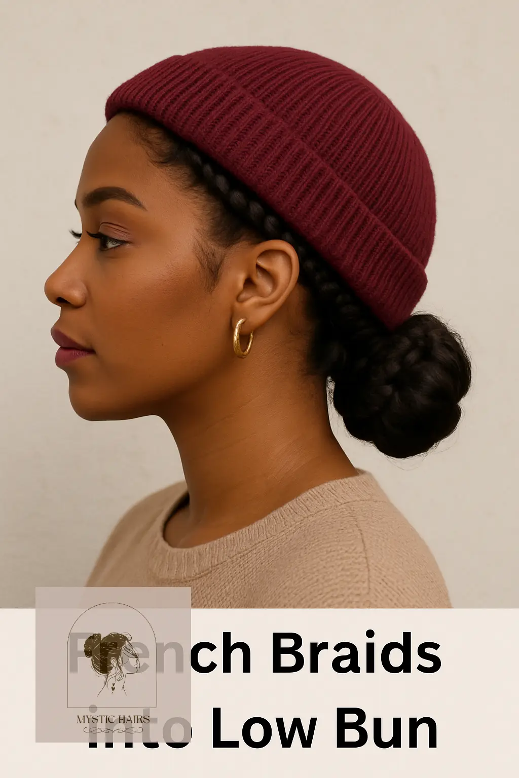 French Braids into Low Bun