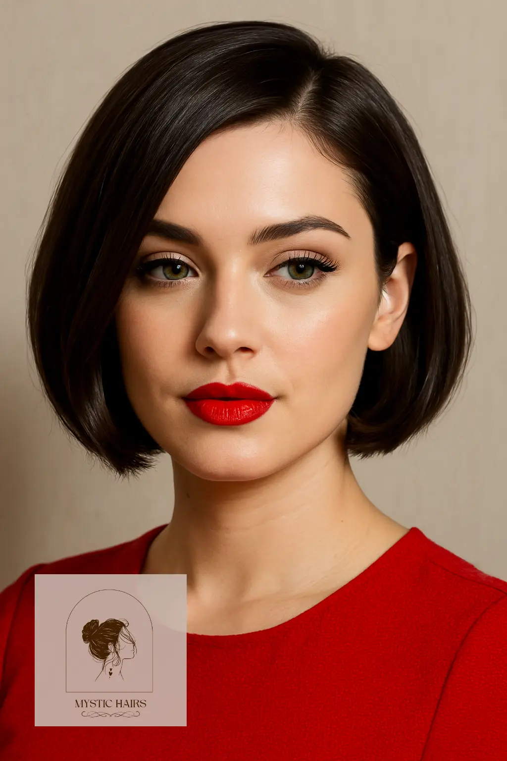 Glossed Bob with Red Lip Combo