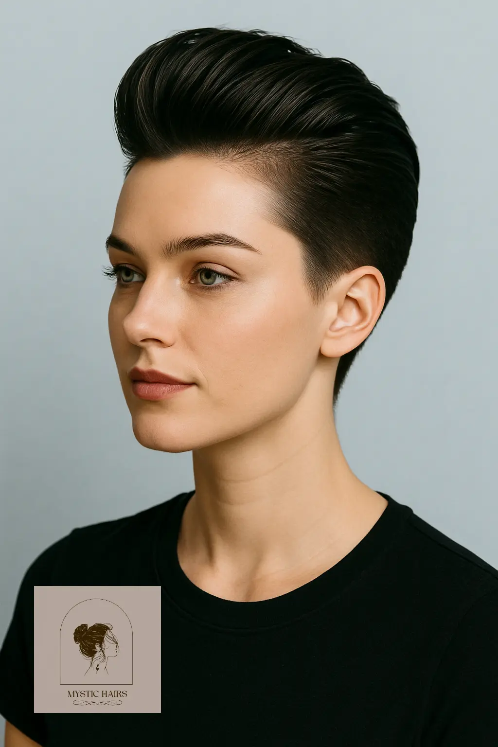Glossy Pompadour with Clean Sides