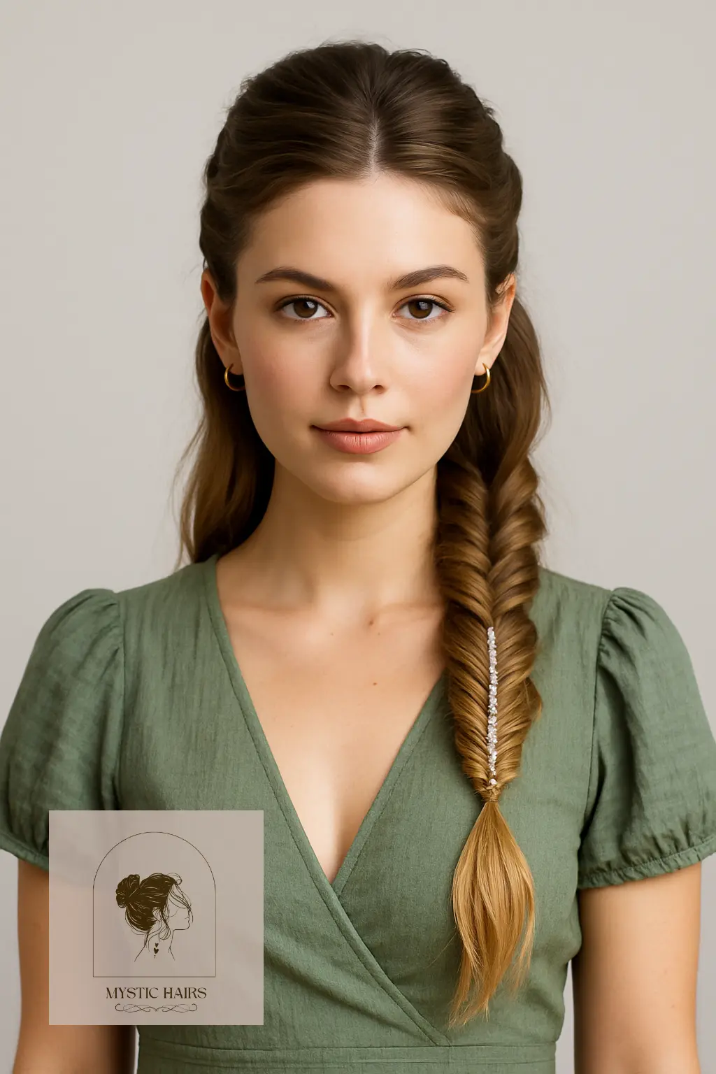 Half-Up Fishtail with Beaded Accent
