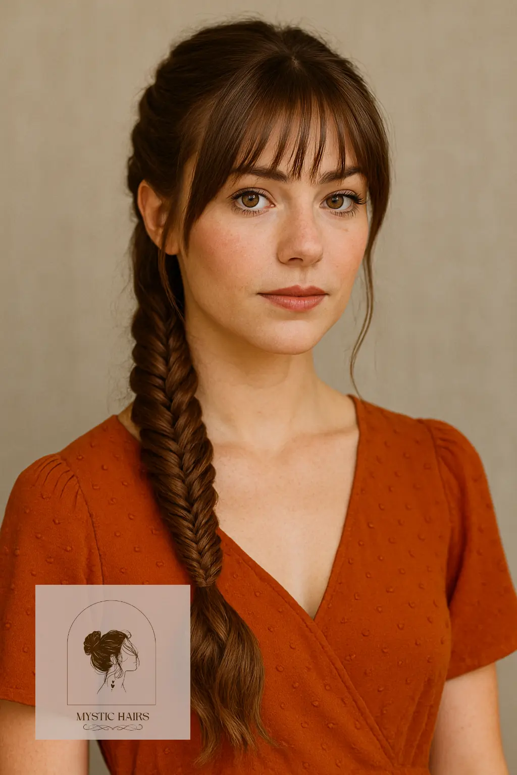Half-Up Fishtail with Face-Framing Bangs