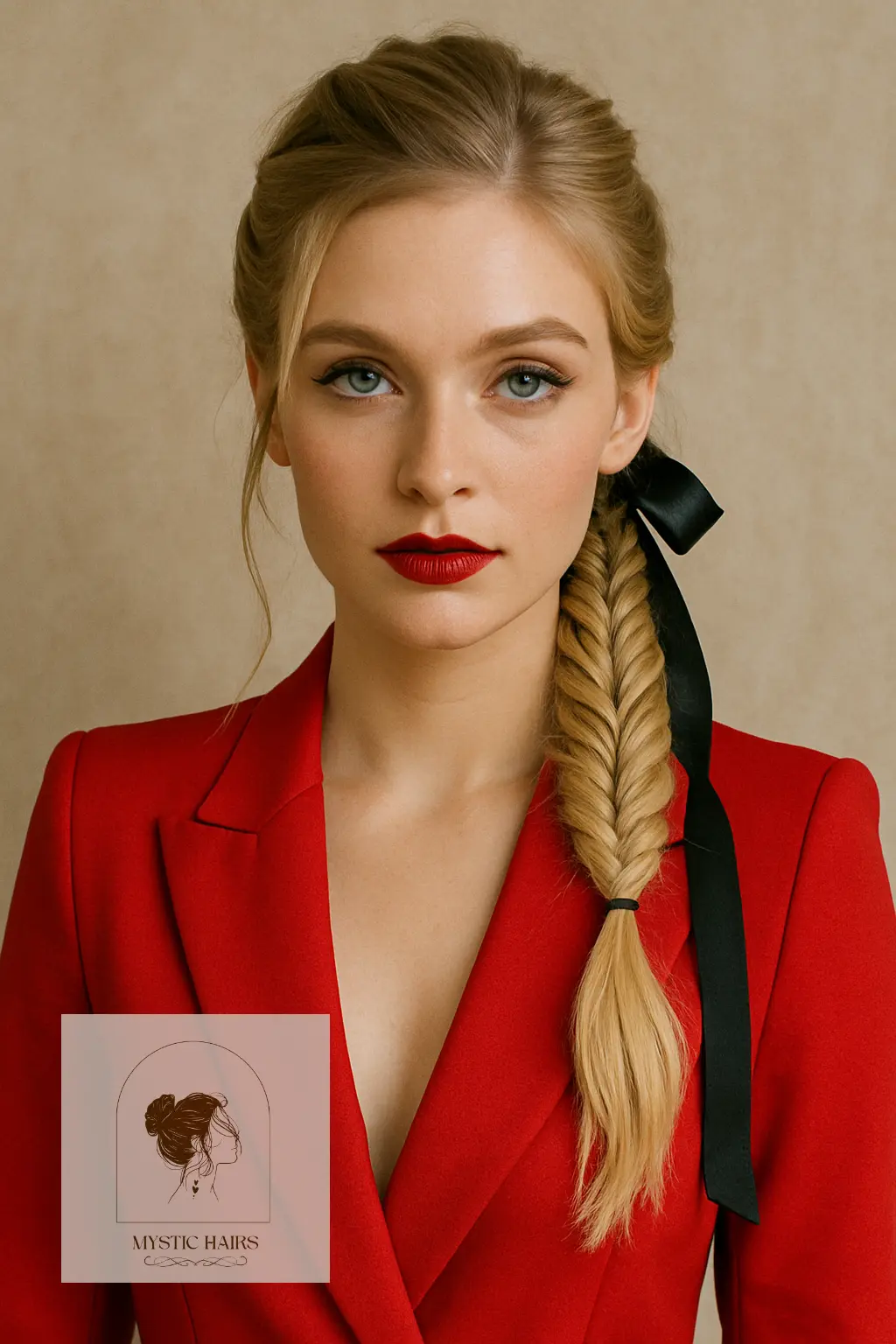 Half-Up Fishtail with Ribbon Tie