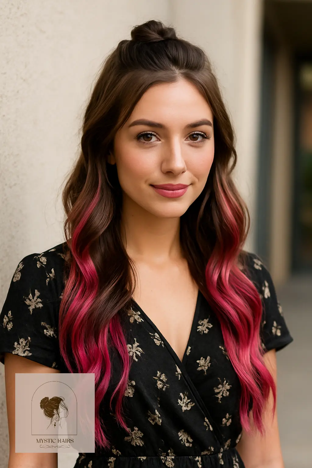 Half-Up Style with Pink Undercurrent