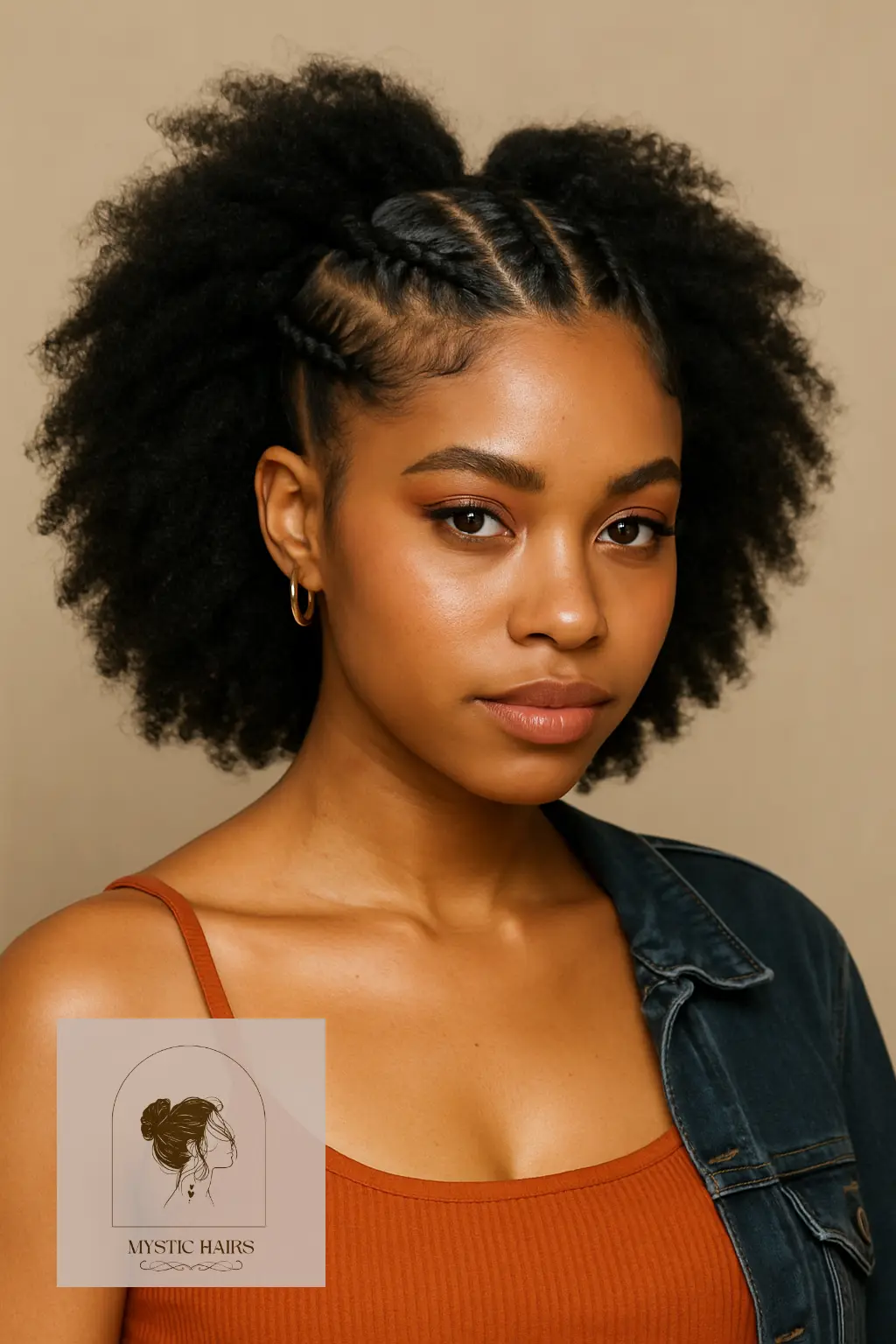 Half-Up Twists with Afro Backdrop