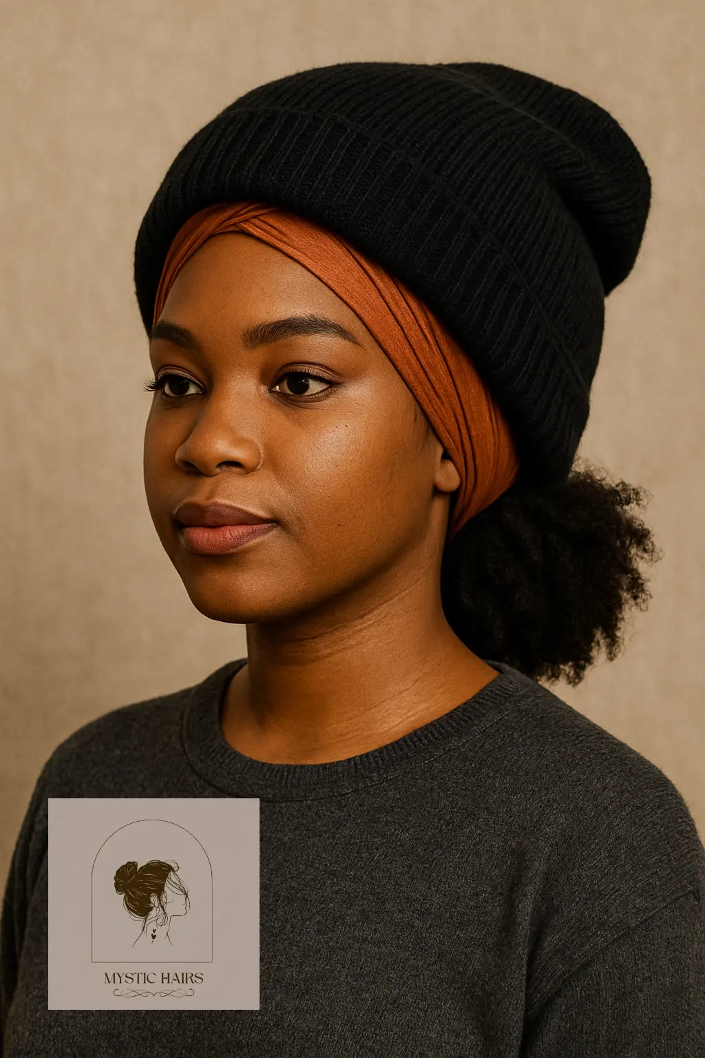 Headwrap Under Oversized Beanie
