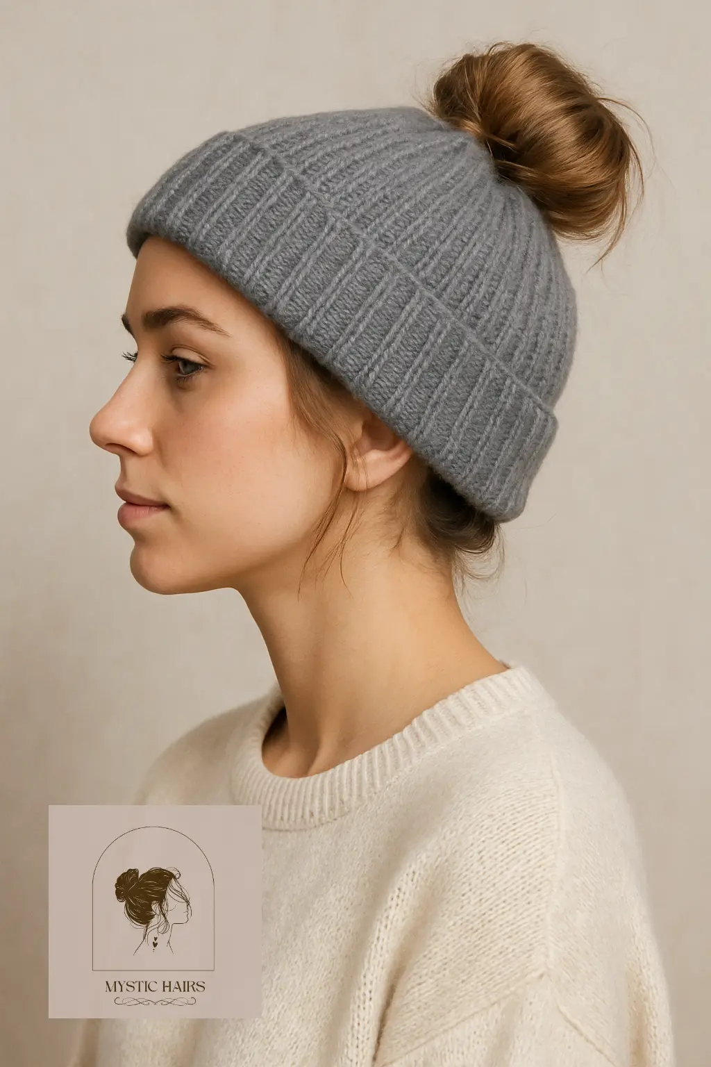 High Bun with Low-Sitting Beanie