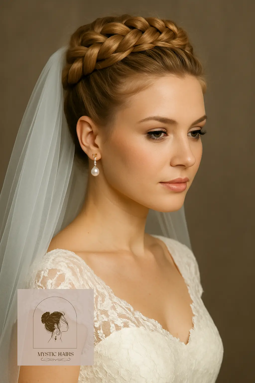 High Crown Braid with Veil