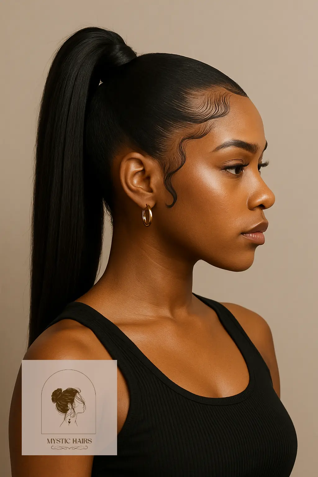 High Ponytail with Sculpted Edges