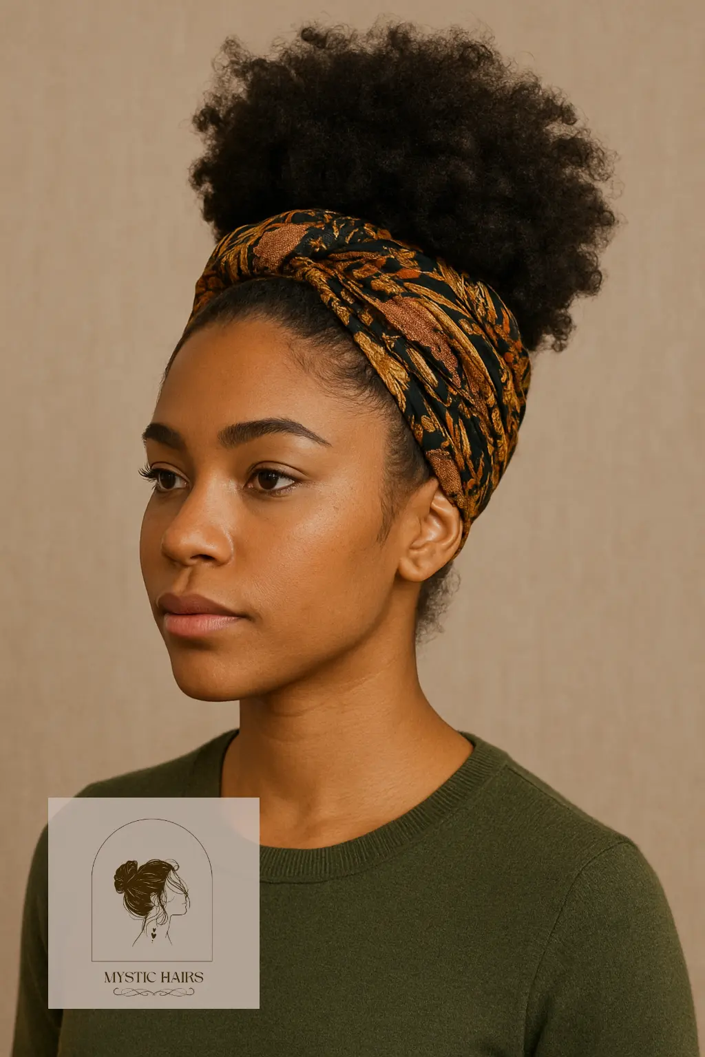 High Puff Wrapped in Scarf